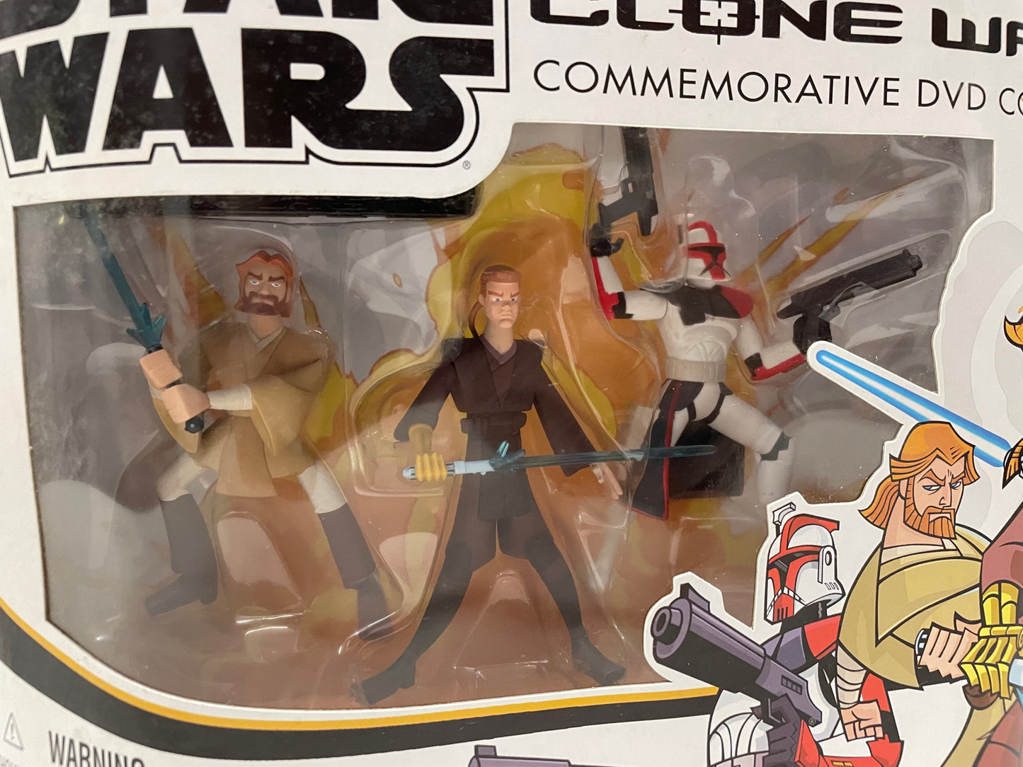 Cartoon Network Clone Wars Obi Wan, Anakin & ARC Trooper Figure DVD Set, Hasbro 2005
