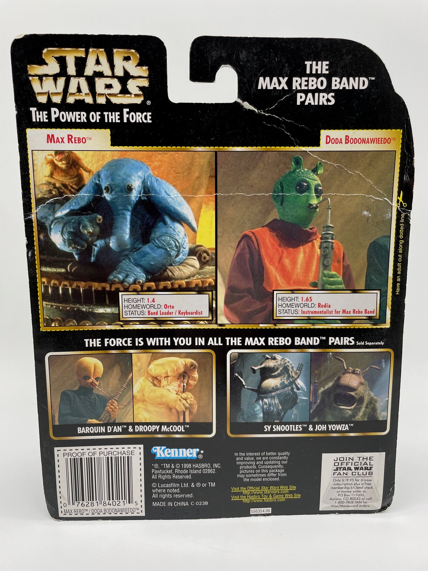 Power of the Force Max Rebo Band Pair Action Figure Set, Hasbro 1998