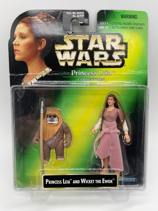 Power of the Force Princess Leia & Wicket Ewok Deluxe Figures Set 1996