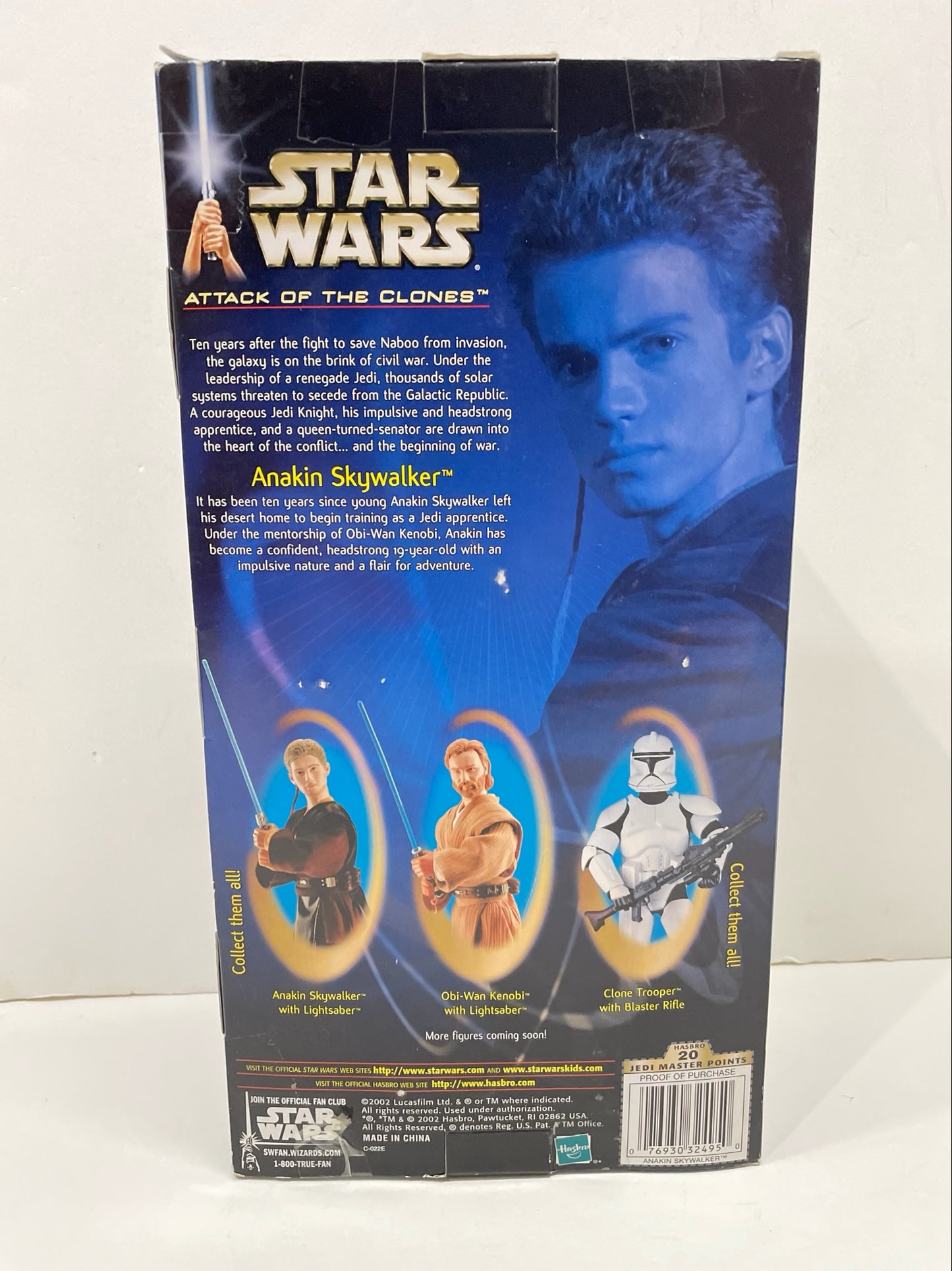 Attack of the Clones 12" Anakin Skywalker Figure, Hasbro 2002