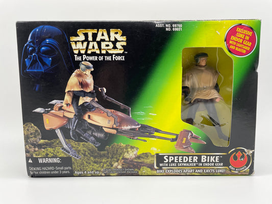 Power of the Force Speeder Bike Luke Skywalker Figure Set Hasbro 1998