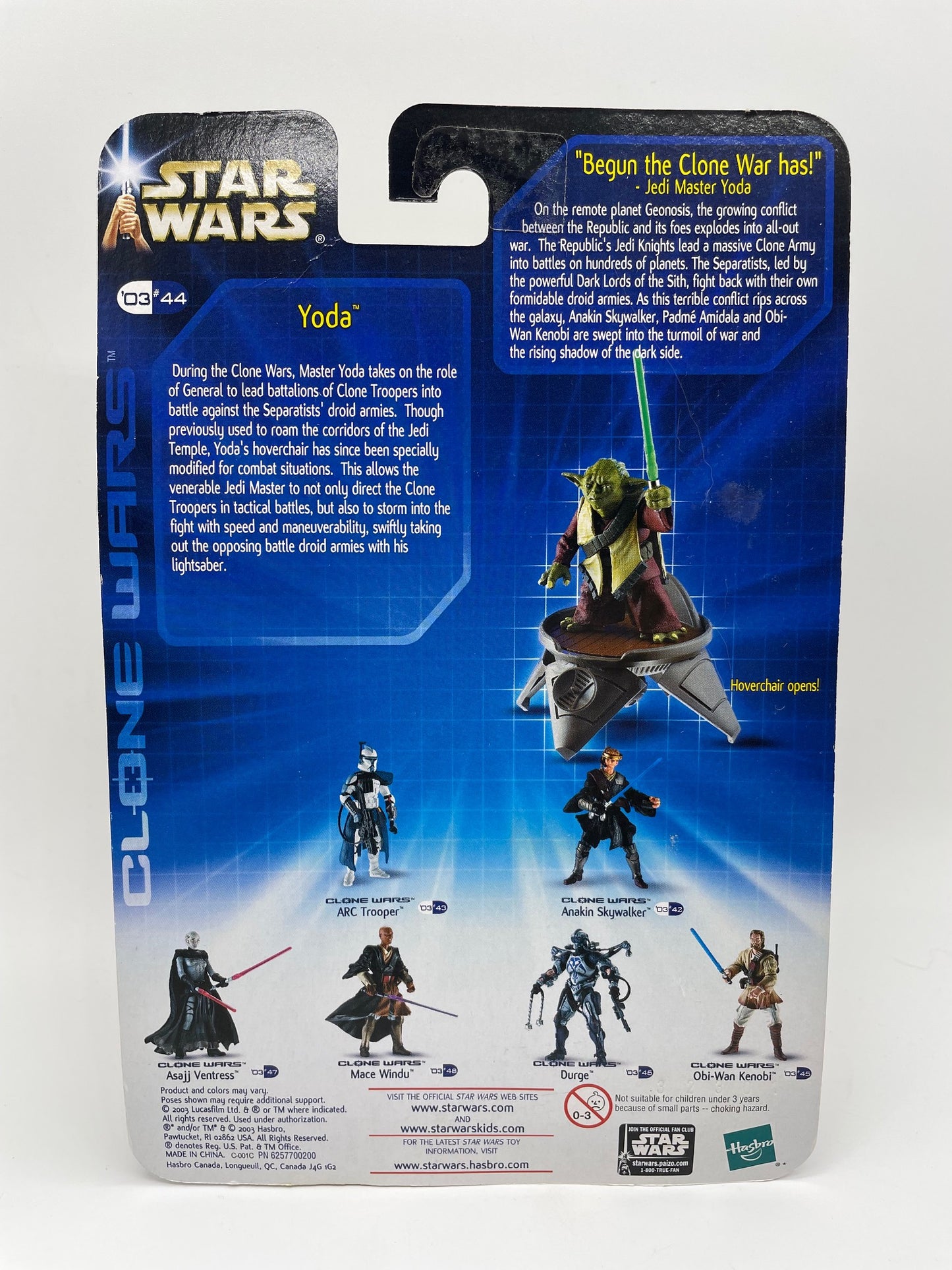 Clone Wars Yoda Action Figure, Hasbro 2003