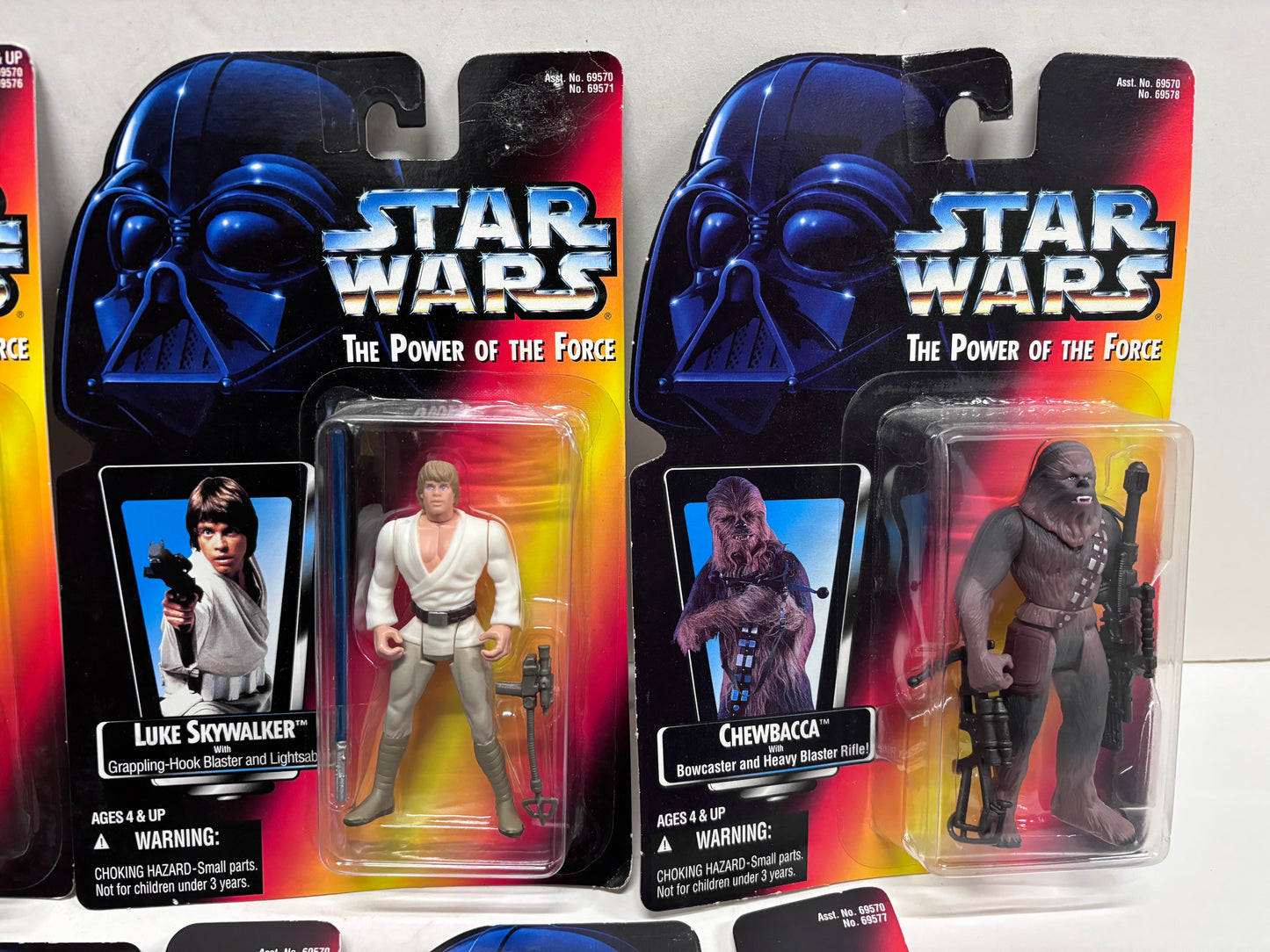 Power of the Force 2 Lot of 7 Figures, Hasbro 1996 Yoda Luke Han Solo