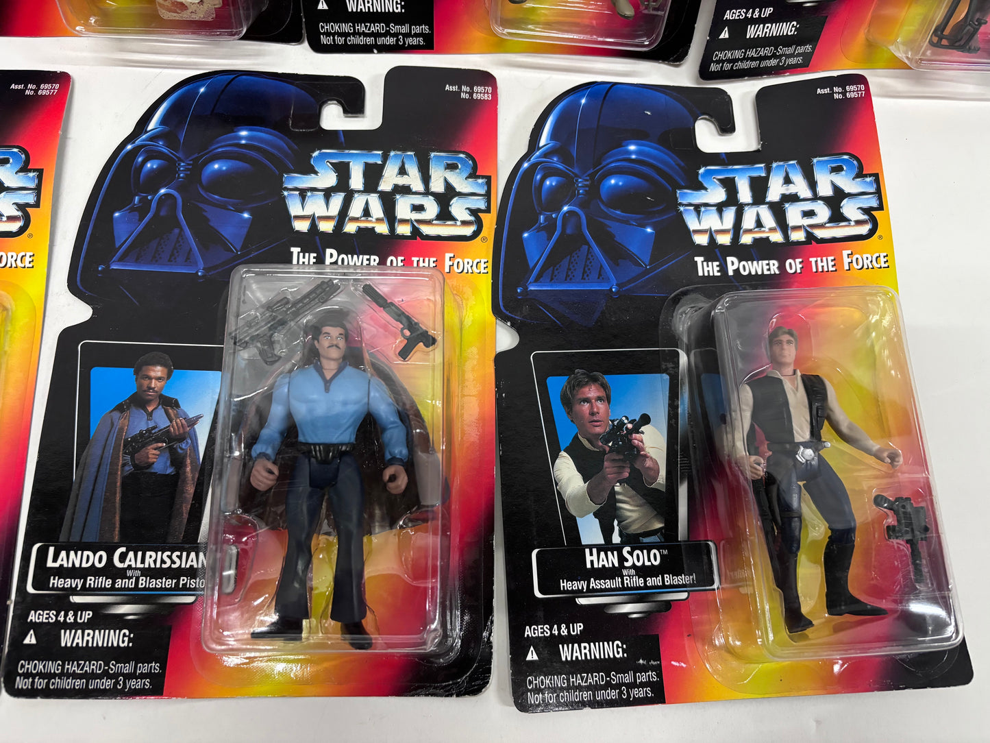 Power of the Force 2 Lot of 7 Figures, Hasbro 1996 Yoda Luke Han Solo