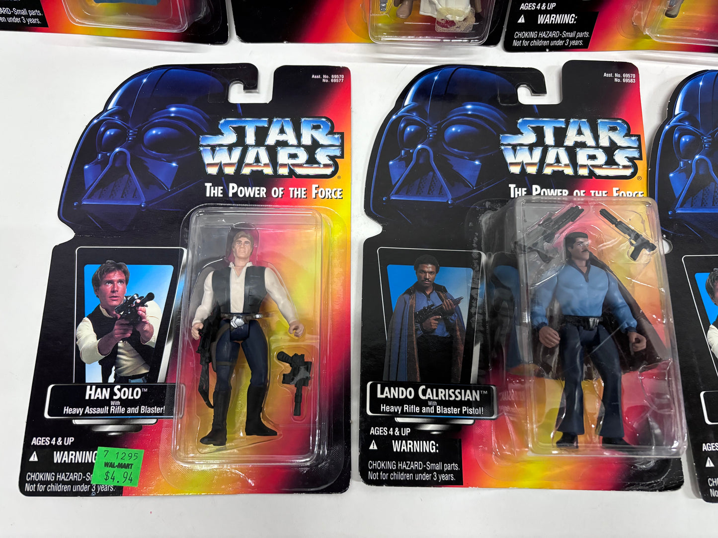 Power of the Force 2 Lot of 7 Figures, Hasbro 1996 Yoda Luke Han Solo