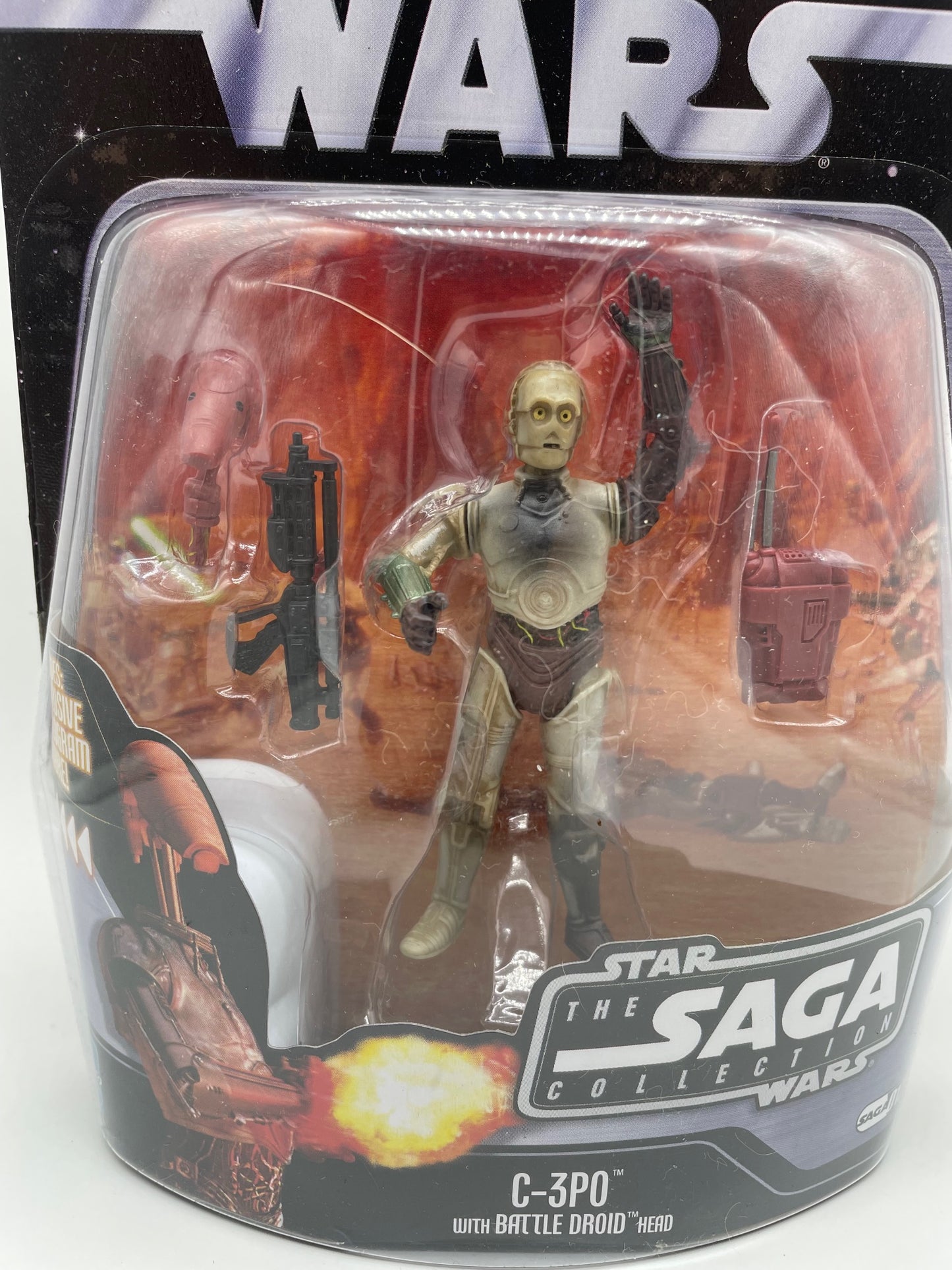 Saga Collection C-3PO w/ Battle Droid Head Action Figure, Hasbro 2006