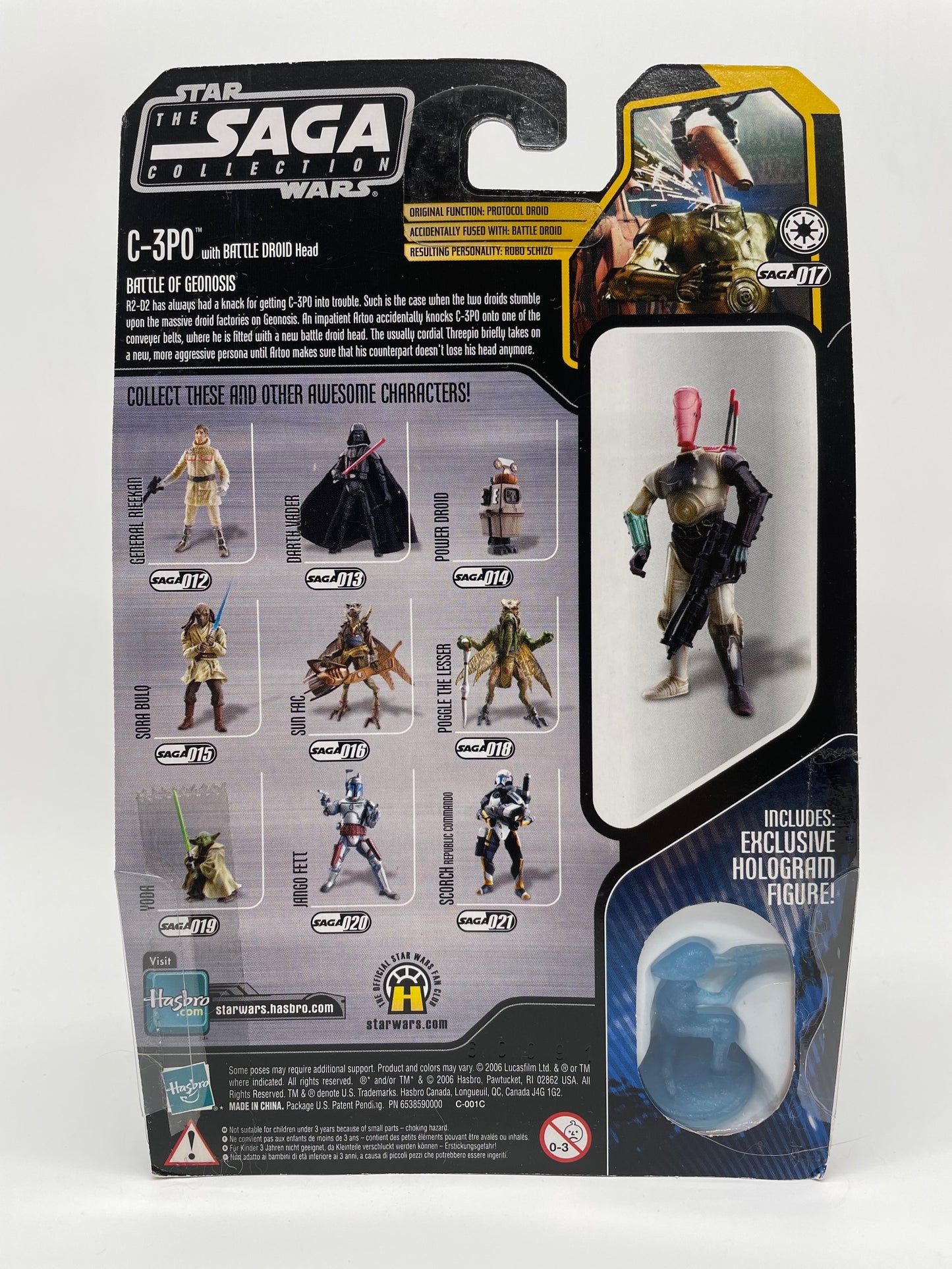 Saga Collection C-3PO w/ Battle Droid Head Action Figure, Hasbro 2006
